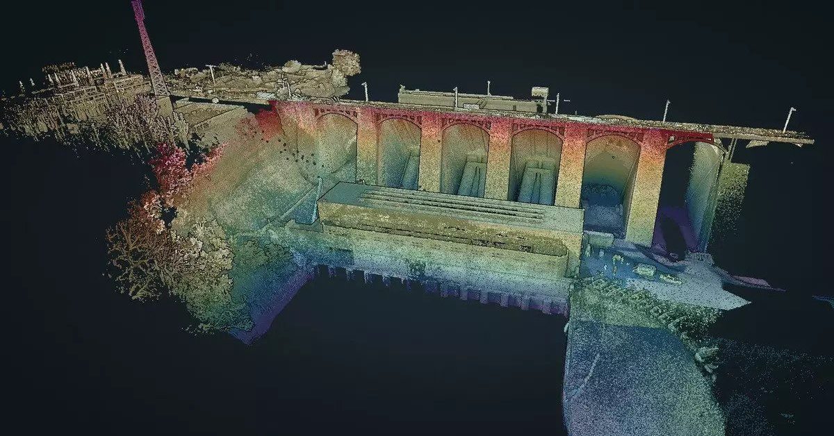 LiDAR underwater scan of a dam